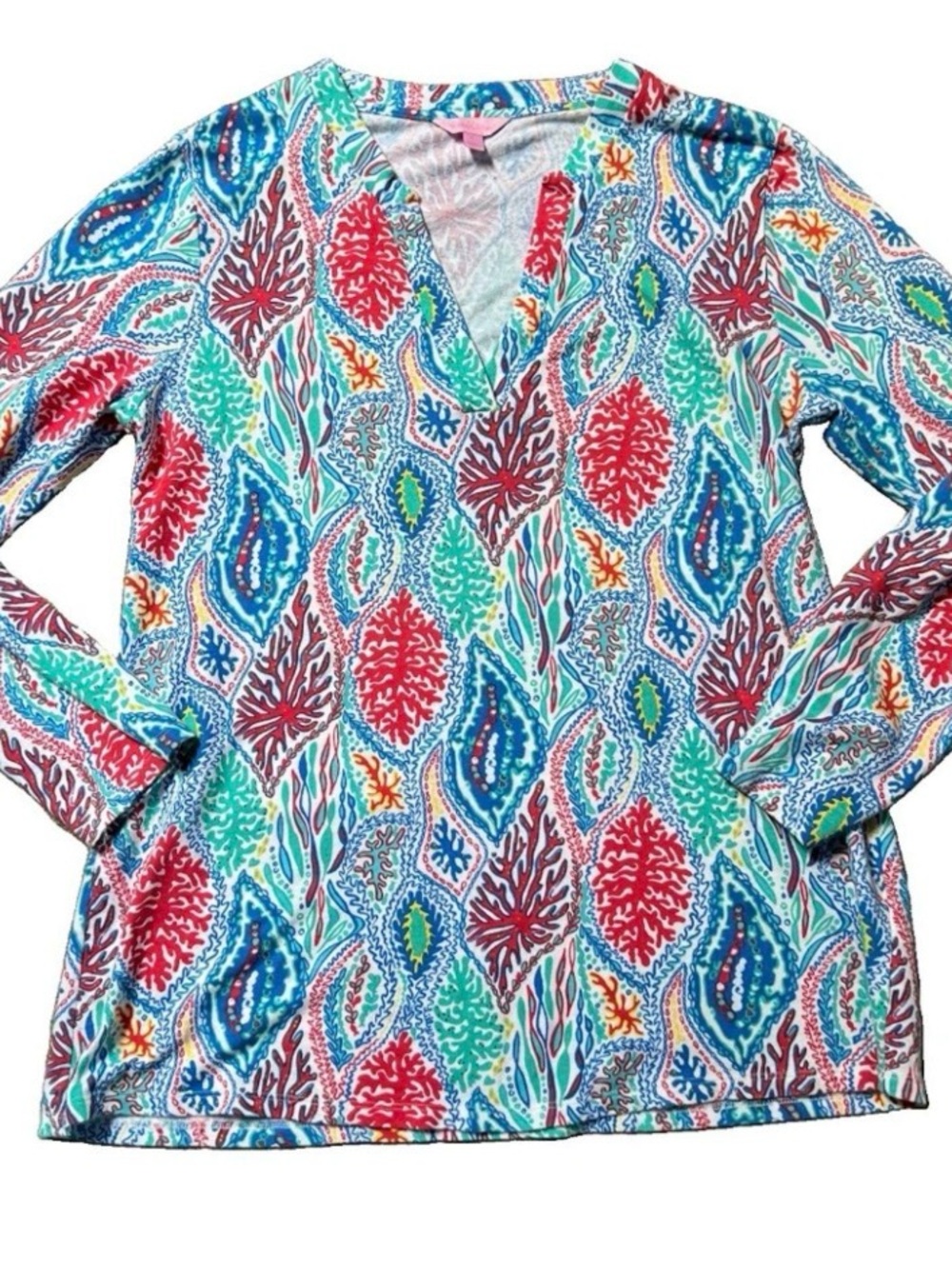 Lilly Pulitzer Women’s XL Long Sleeve Paisley Print V Neck Top Multicolor